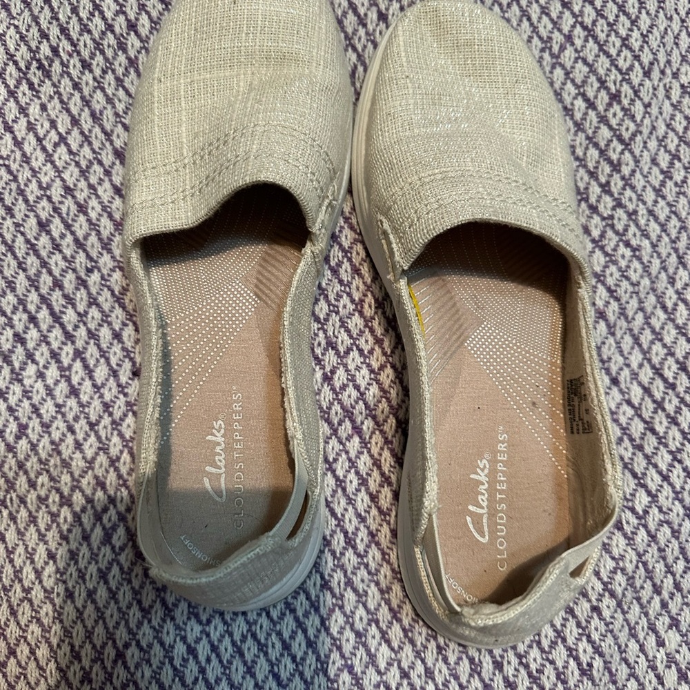 Clarks Gray Flats Comfortable Slip-On Loafers